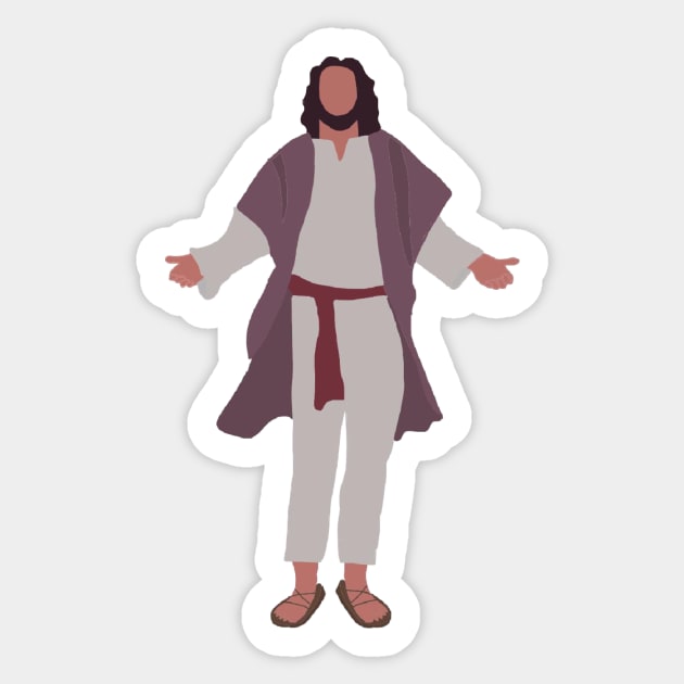 Jesus w/ Arms Wide Open Sticker by mansinone3